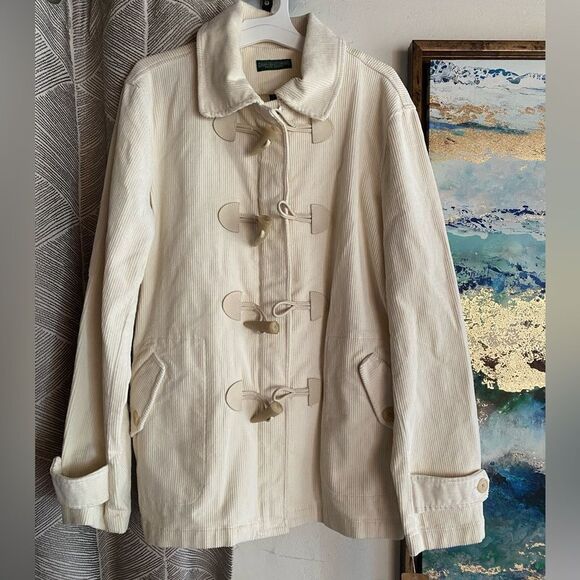 Vintage Ralph Lauren Jacket Rare womens corduroy Ivory Horn Buttons Sz L  NWT - Picture 1 of 16